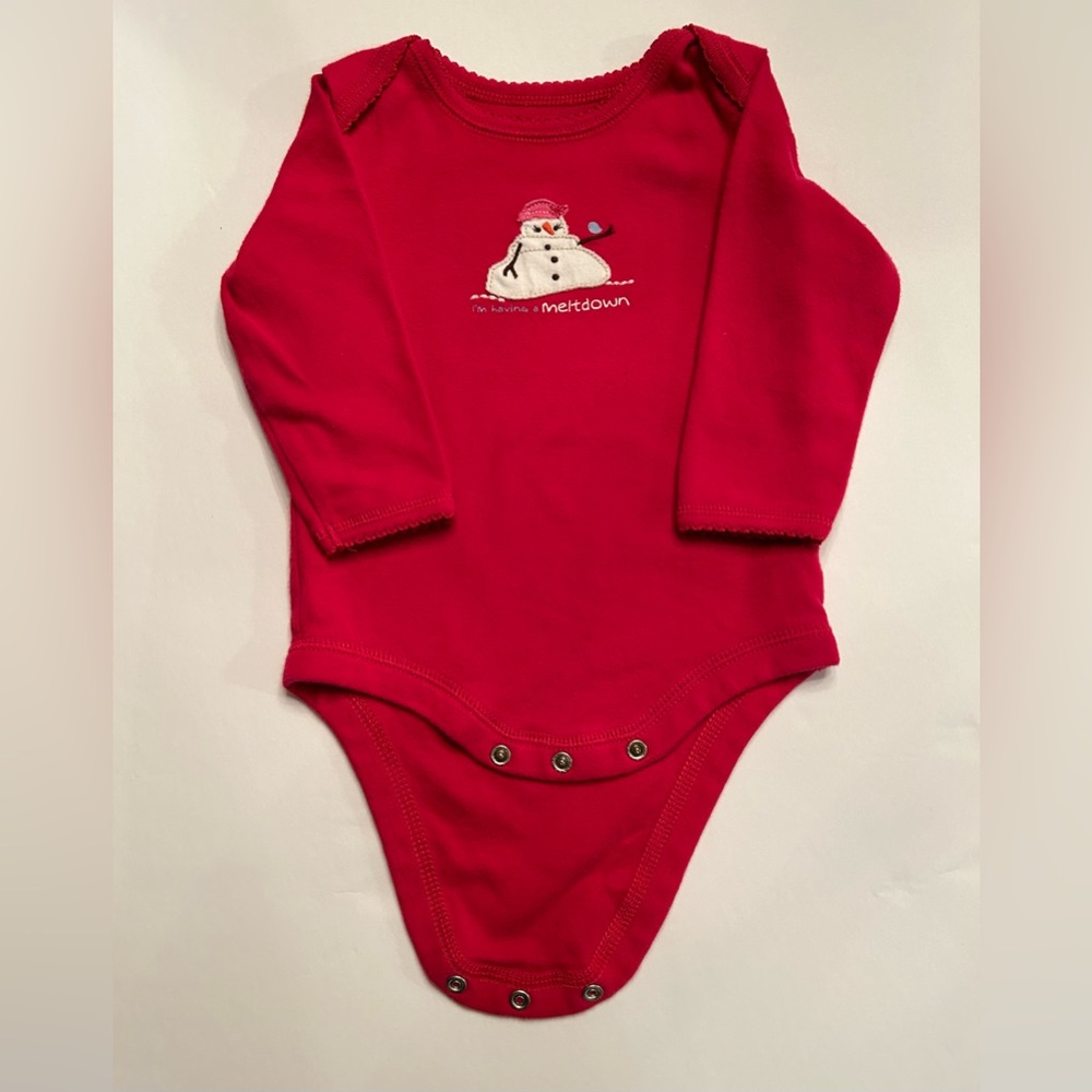 GAP - Baby Gap Girls Size 6-12 Months “I’m Having A Meltdown”  Deep Pink Onesie
